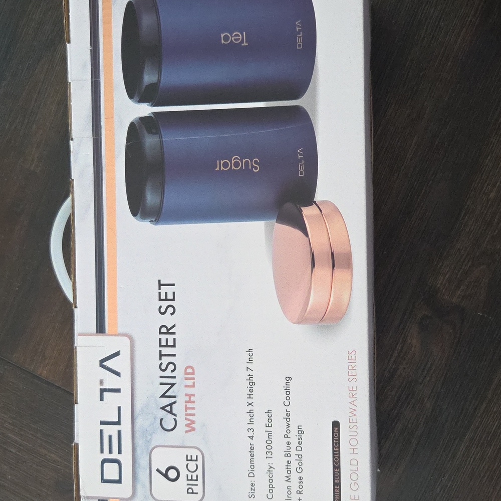 Delta Rose Gold and Black Canister Set